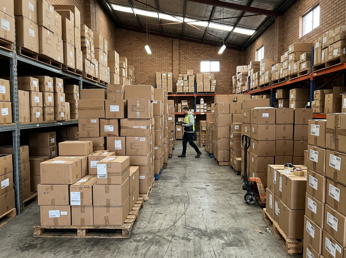 Packed boxes warehouse